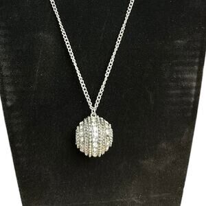 Silver-tone Rhinestone Ball Necklace.